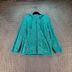 Green Tea Jacket Ladies Large Green Full Zip Polyester Fleece Hoodie